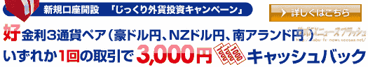 セントラル短資FX キャッシュバックキャンペーン 3千円 3000円