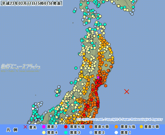 東日本大震災 震度一覧表 震度分布図 東北地方 福島 地図